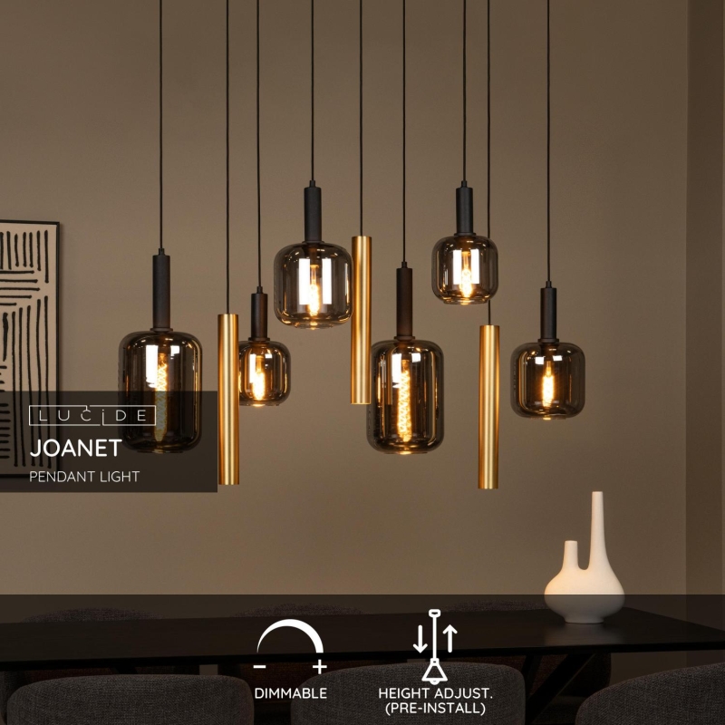 Lucide JOANET - Pendant light - 6xE27 - Brass
